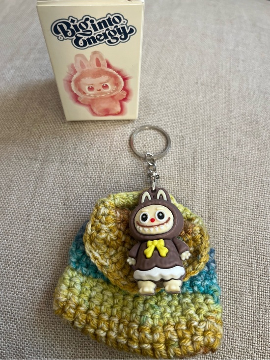 Hand Crafted Accessories - Handmade Crochet Mini Bag with Labubu Style Keychain Charm 3” New Gift